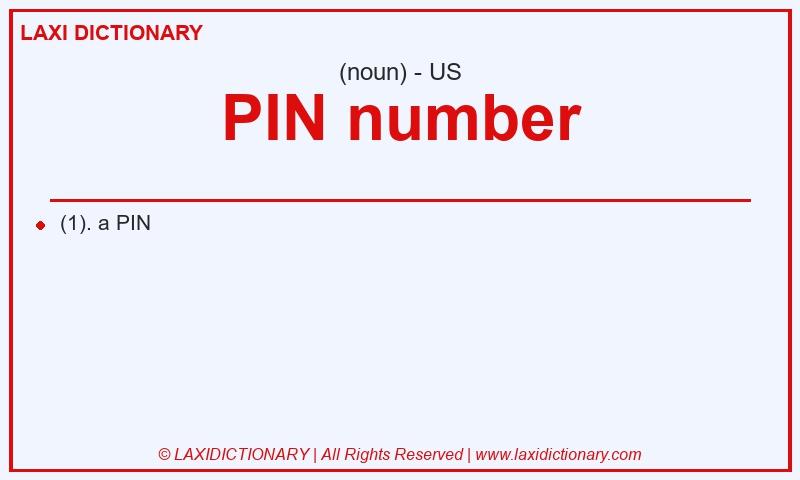 Definition PIN number in American English