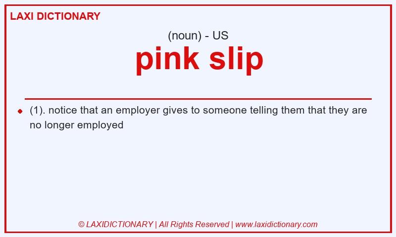 Definition pink slip in American English
