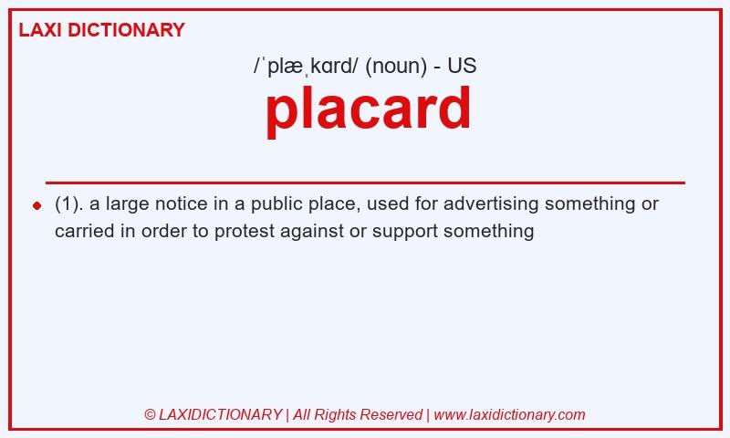 Definition placard in American English