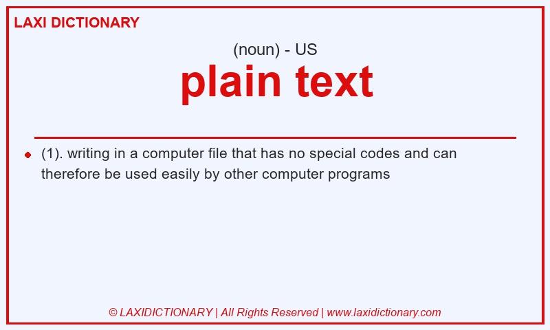 Definition plain text in American English