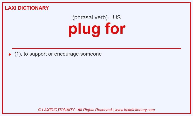 Definition plug for in American English
