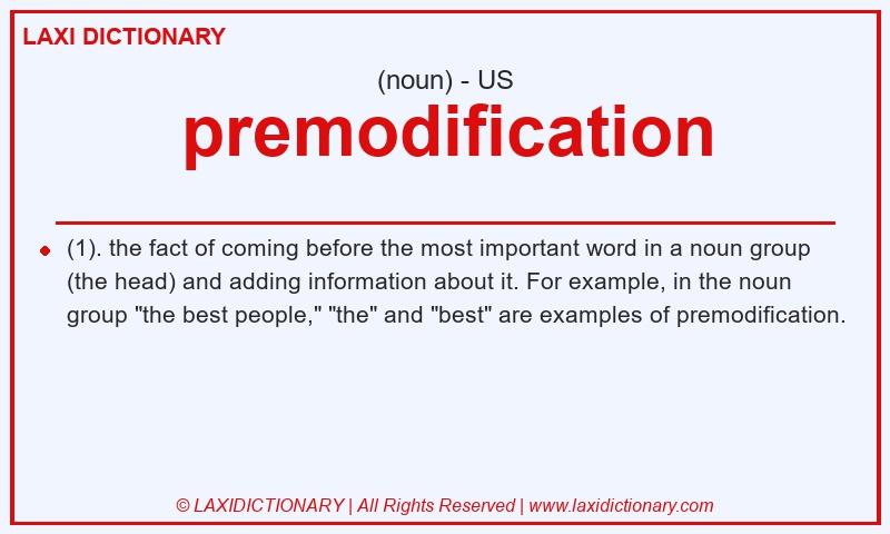Definition premodification in American English