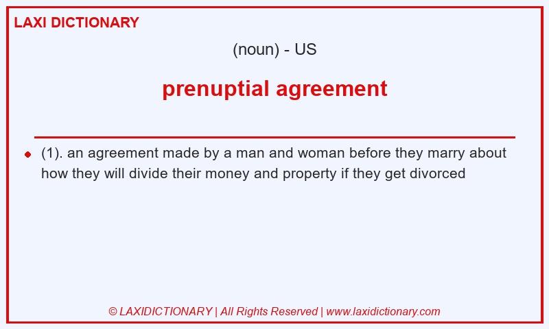 Definition prenuptial agreement in American English