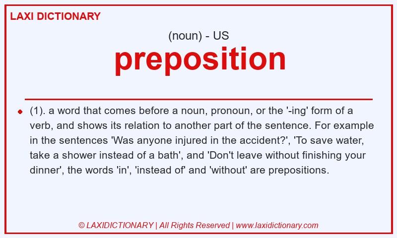 Definition preposition in American English