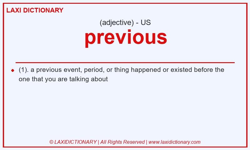 Definition previous in American English