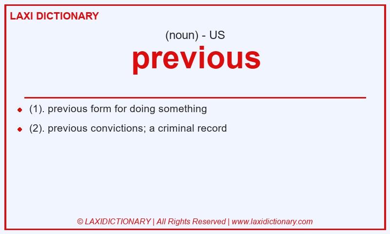 Definition previous in American English