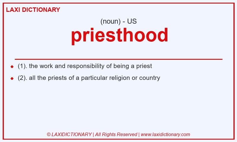 Definition priesthood in American English