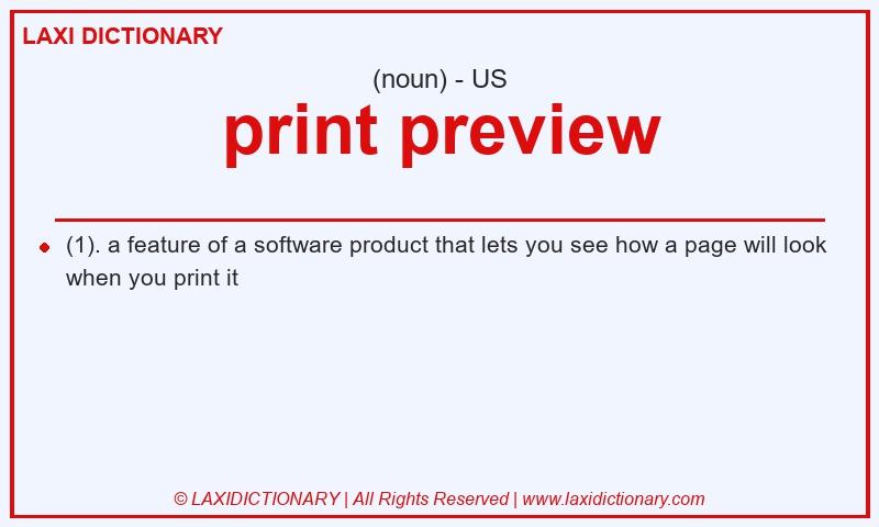 Definition print preview in American English