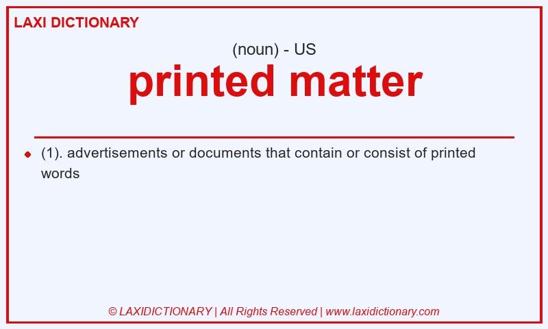 Definition printed matter in American English