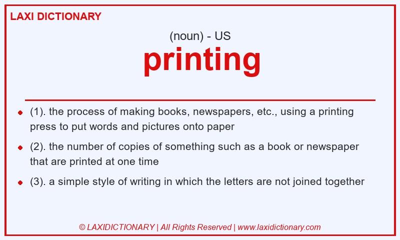 Definition printing in American English