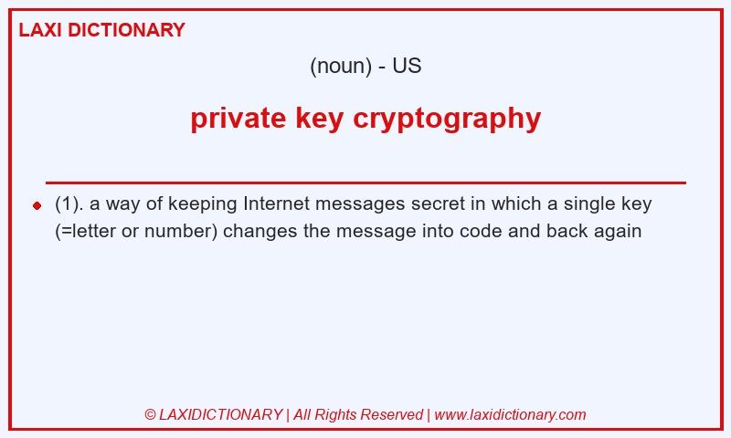 Definition private key cryptography in American English