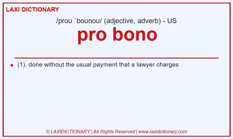 Definition pro bono in American English
