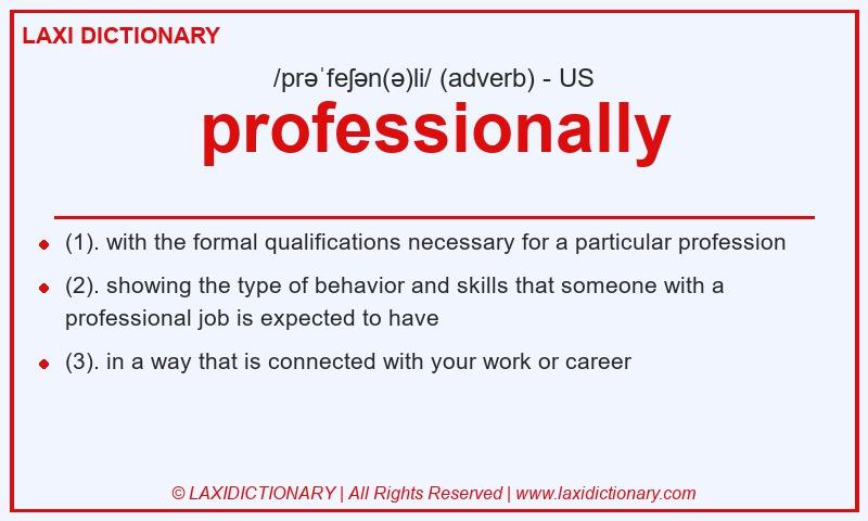 Definition professionally in American English