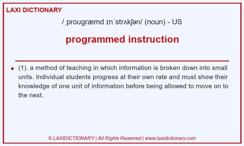 Definition programmed instruction in American English