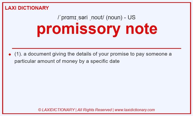 Definition promissory note in American English