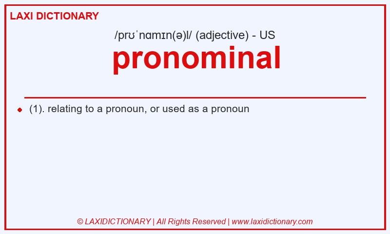 Definition pronominal in American English