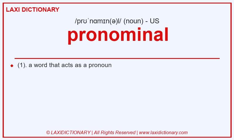 Definition pronominal in American English