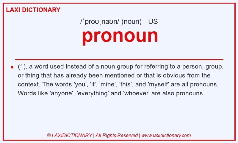 Definition pronoun in American English