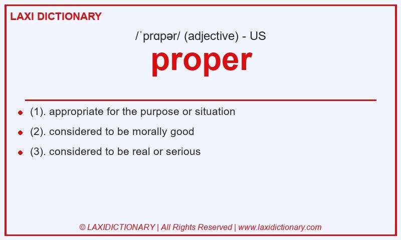 Definition proper in American English