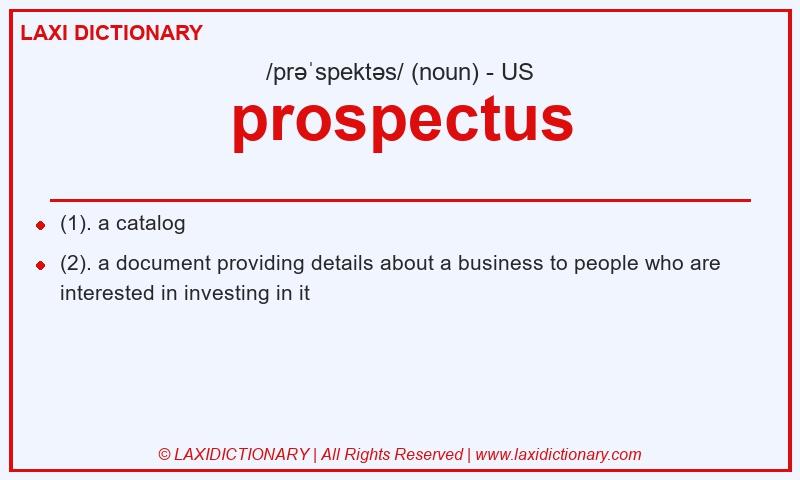 Definition prospectus in American English