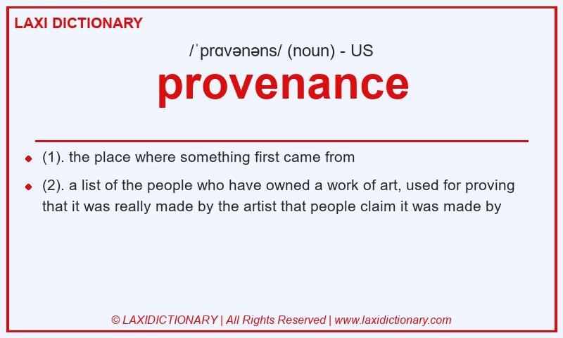 Definition provenance in American English