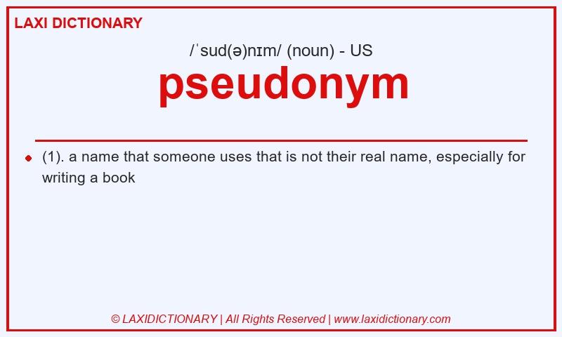 Definition pseudonym in American English