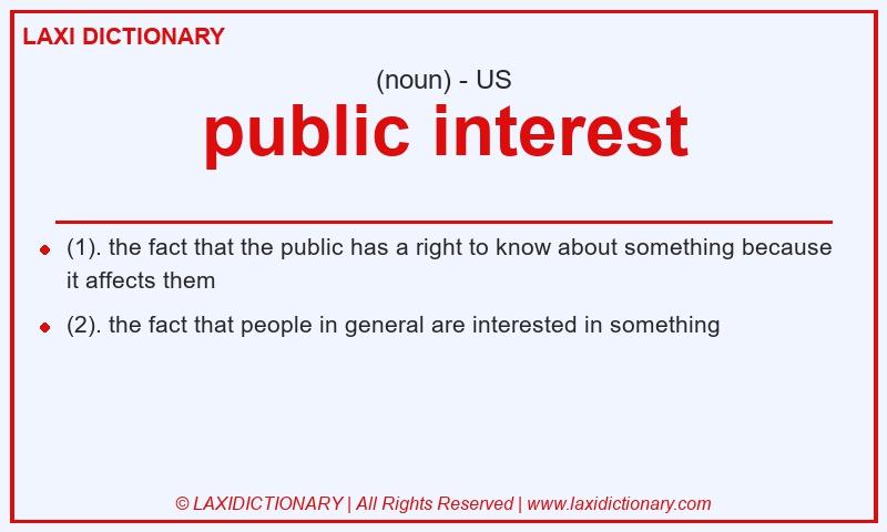 Definition public interest in American English