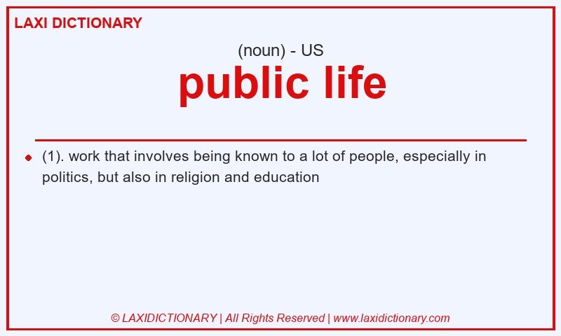 Definition public life in American English