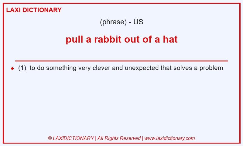 Definition pull a rabbit out of a hat in American English