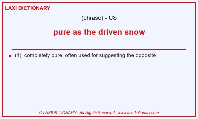 Definition pure as the driven snow in American English
