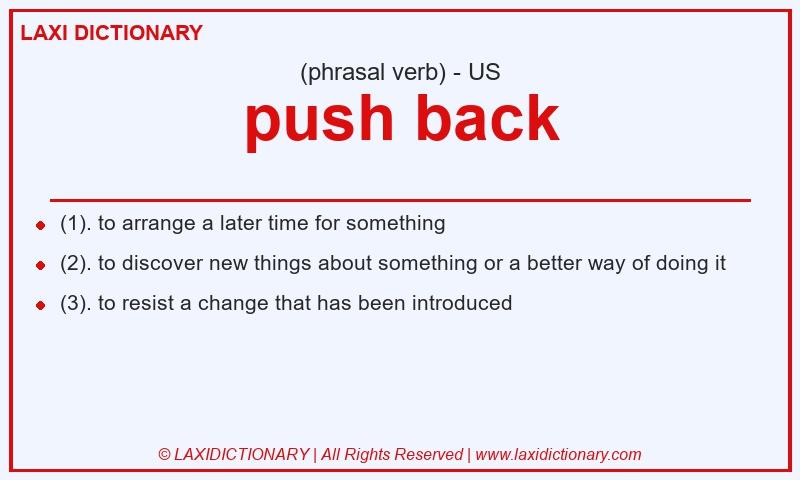 Definition push back in American English