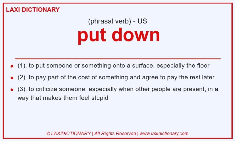 Definition put down in American English