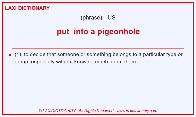 Definition put into a pigeonhole in American English