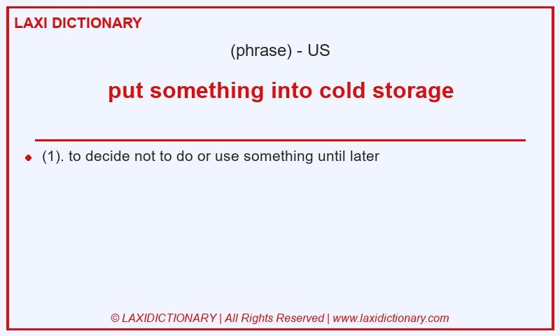 Definition put something into cold storage in American English