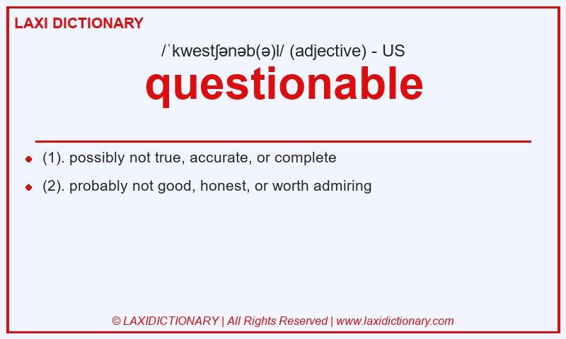 Definition questionable in American English
