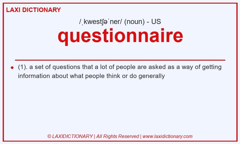 Definition questionnaire in American English