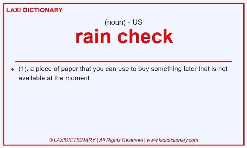 Definition rain check in American English