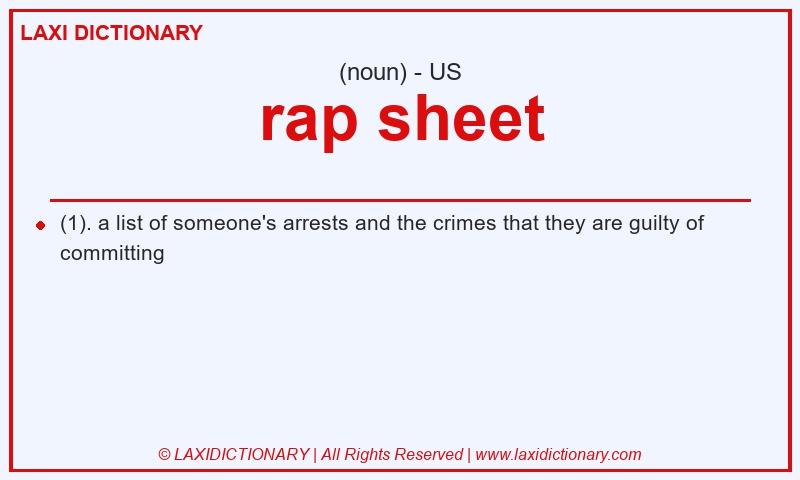 Definition rap sheet in American English