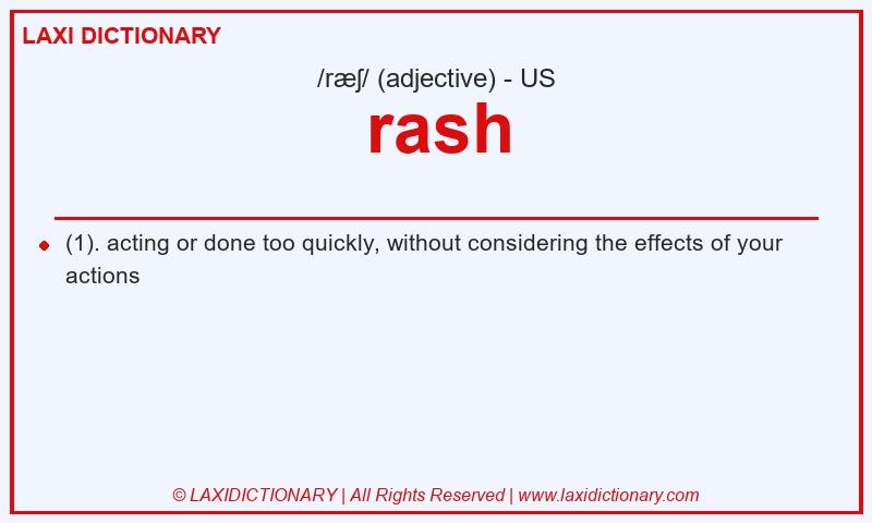 Definition rash in American English