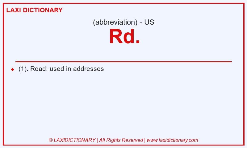 Definition Rd. in American English