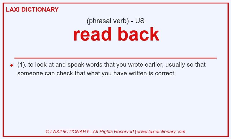 Definition read back in American English
