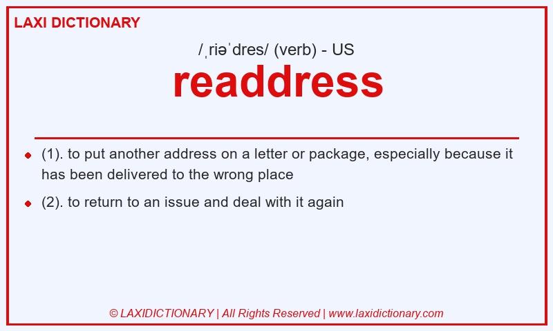 Definition readdress in American English
