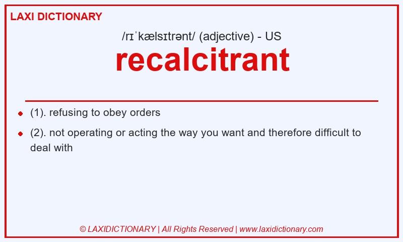 Definition recalcitrant in American English