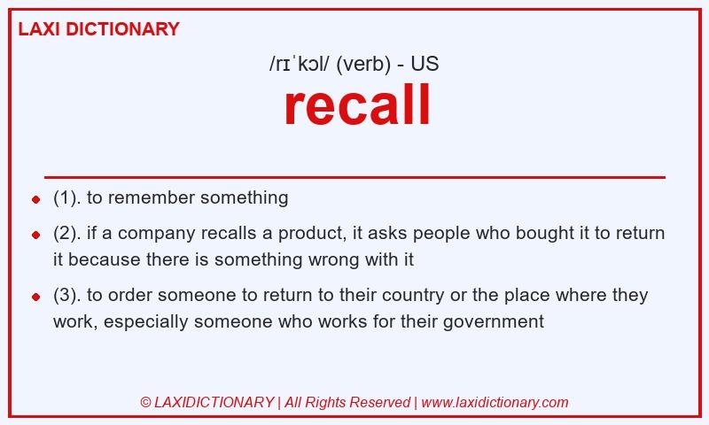 Definition recall in American English