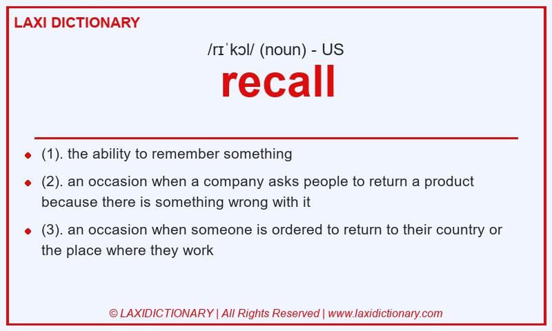 Definition recall in American English