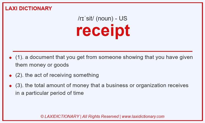 Definition receipt in American English