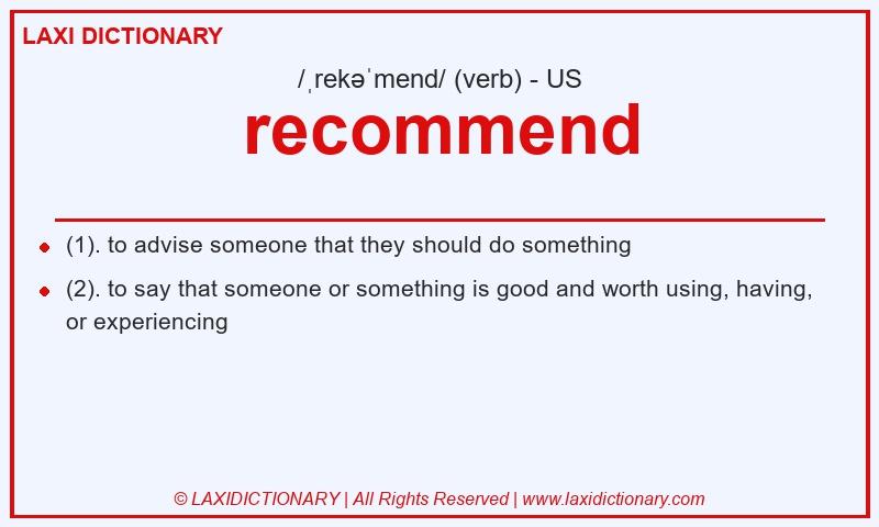 Definition recommend in American English