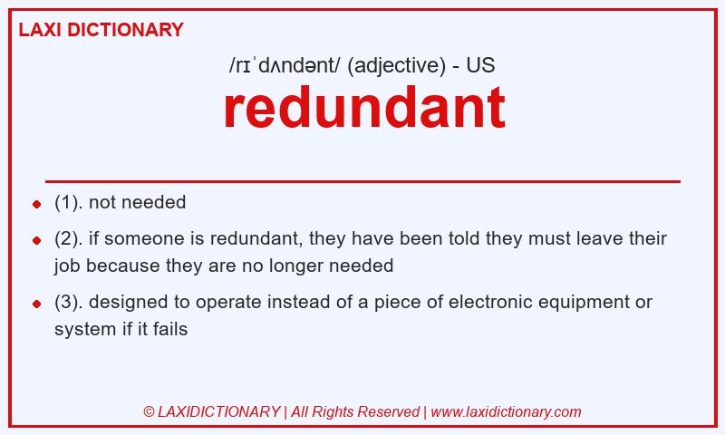 Definition redundant in American English