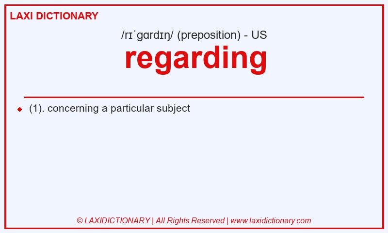 Definition regarding in American English