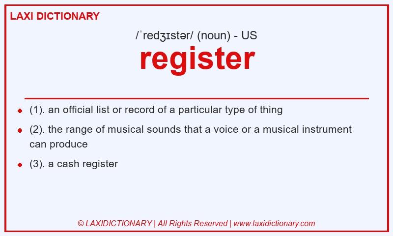 Definition register in American English